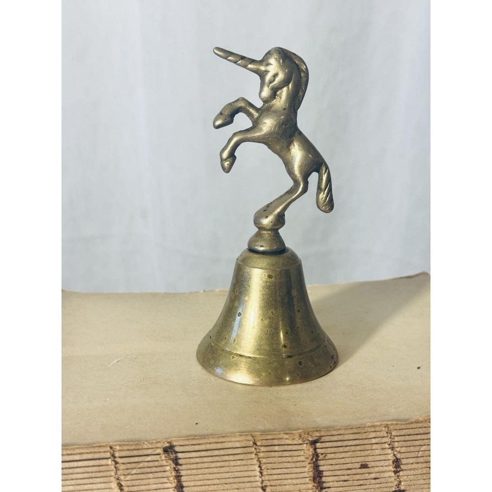 Vintage Brass Unicorn Bell Brass Rearing Unicorn Mythical Decor